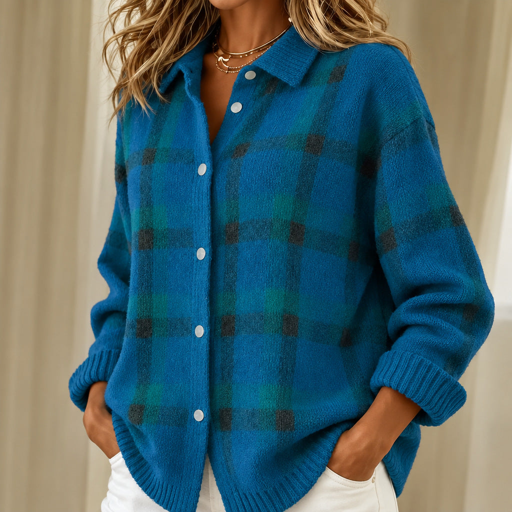 Kelsey | Brushed Check knitted jacket