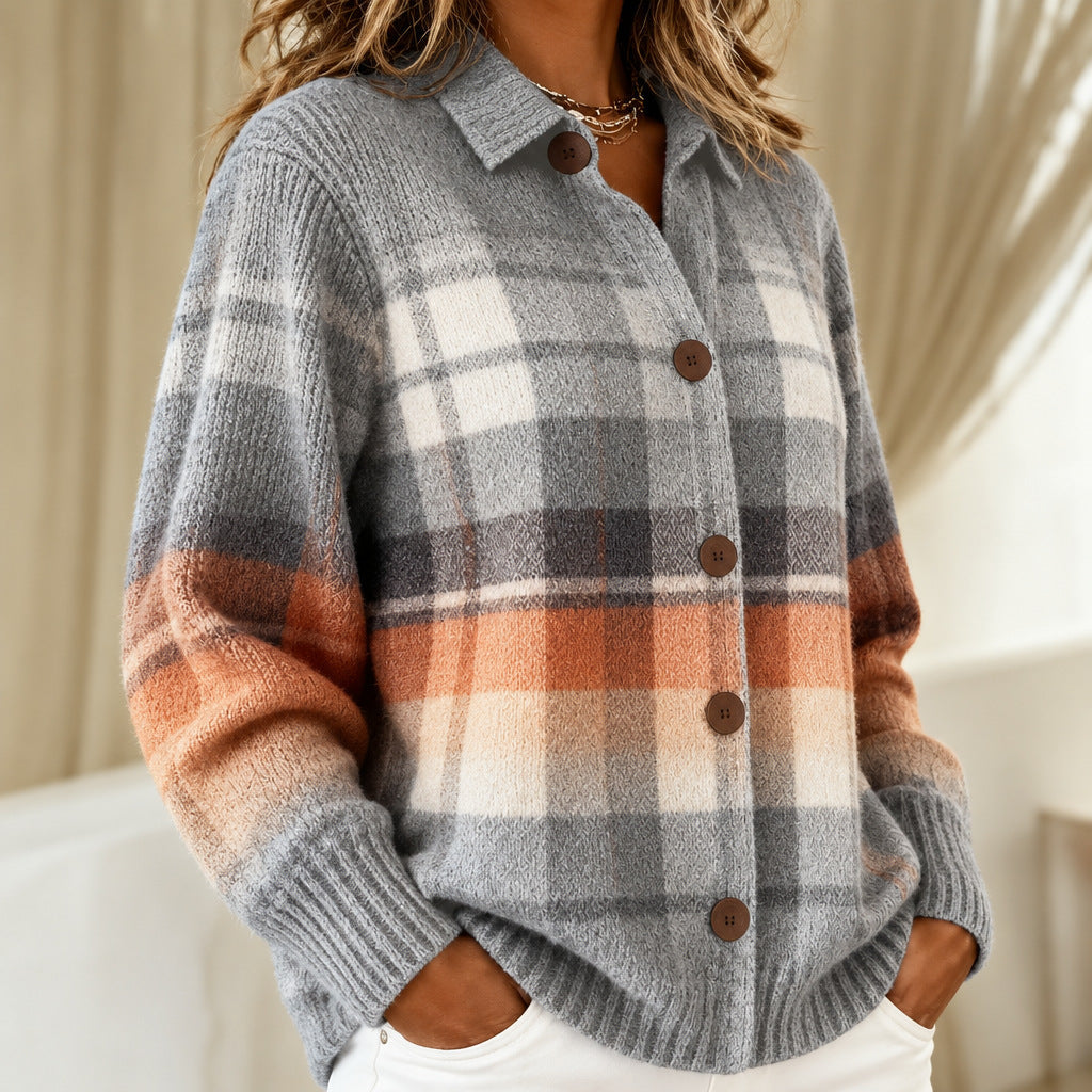 Marnie | Warm Ombre Check knitted jacket