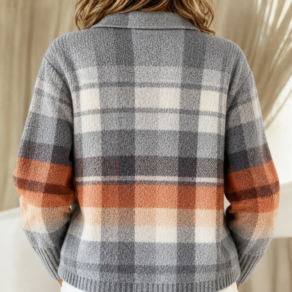 Marnie | Warm Ombre Check knitted jacket