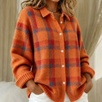 Megan | Checked knitted jacket with Buttons