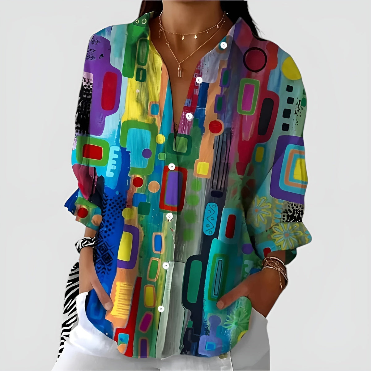 Ava blouse with geometric pattern