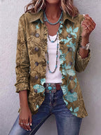 Lily | Olive Botanical Ruffle Jacket