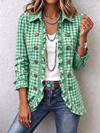 Evelyn | Green Gingham Ruffle Jacket