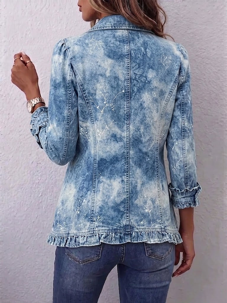 Sofia | Washed Denim Botanical Jacket