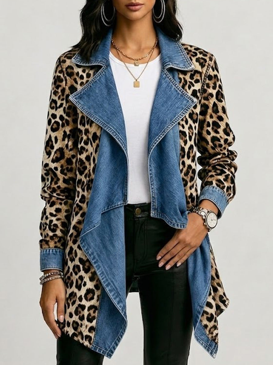 Victoria | Leopard and Denim Waterfall Jacket