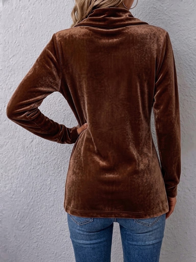 Avery | Rust Velvet Open-Front Jacket