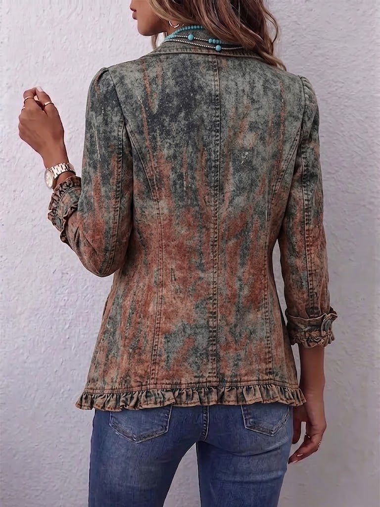 Zoey | Sage and Rust Gradient Ruffle Jacket