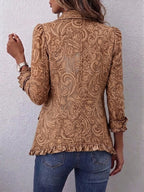 Madison | Caramel Tooled-Print Ruffle Jacket