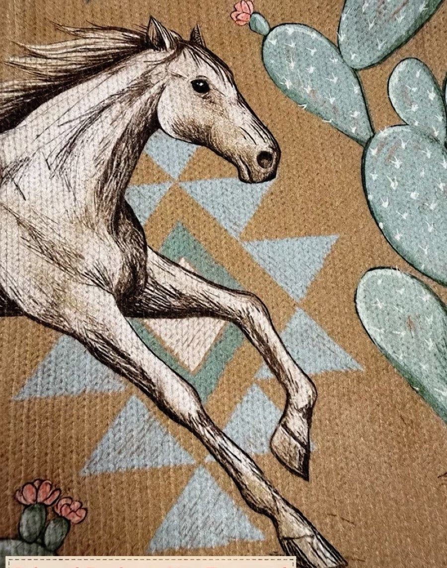 Kathryn | Horse & Cactus Print Zip-Up Cardigan