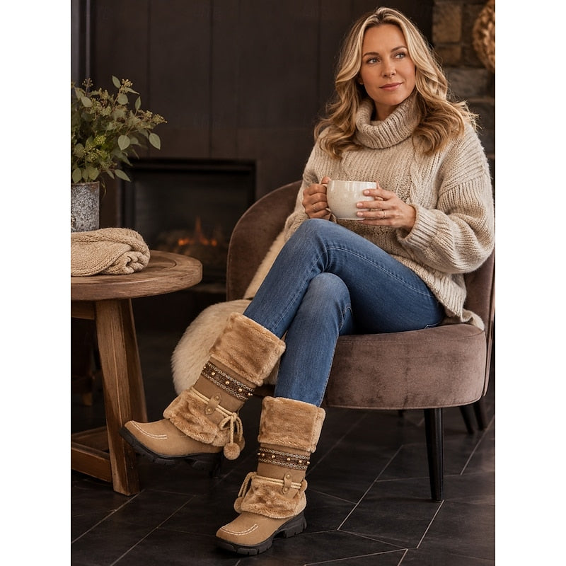 HILARY | FAUX FUR CUFF WINTER BOOTS