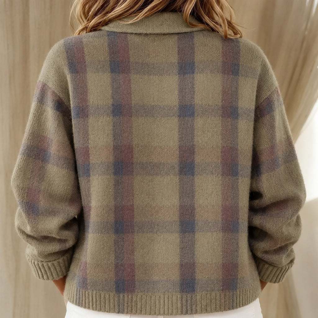 Taylor | Cosy Checked knitted jacket