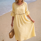 Hélène | Long Linen Dress with Tummy Tuck Effect